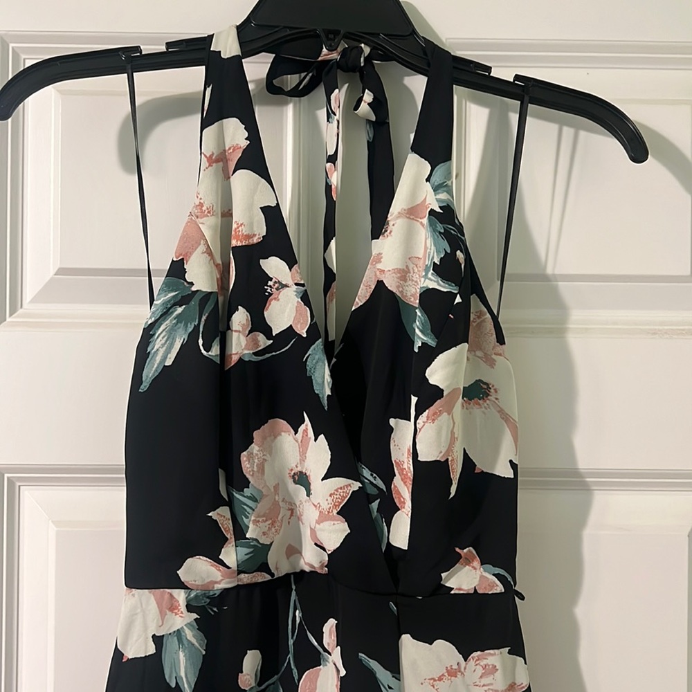June and Hudson size small black dress floral print with split